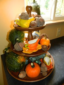 Fall decor on William Sonoma 3 tier tray