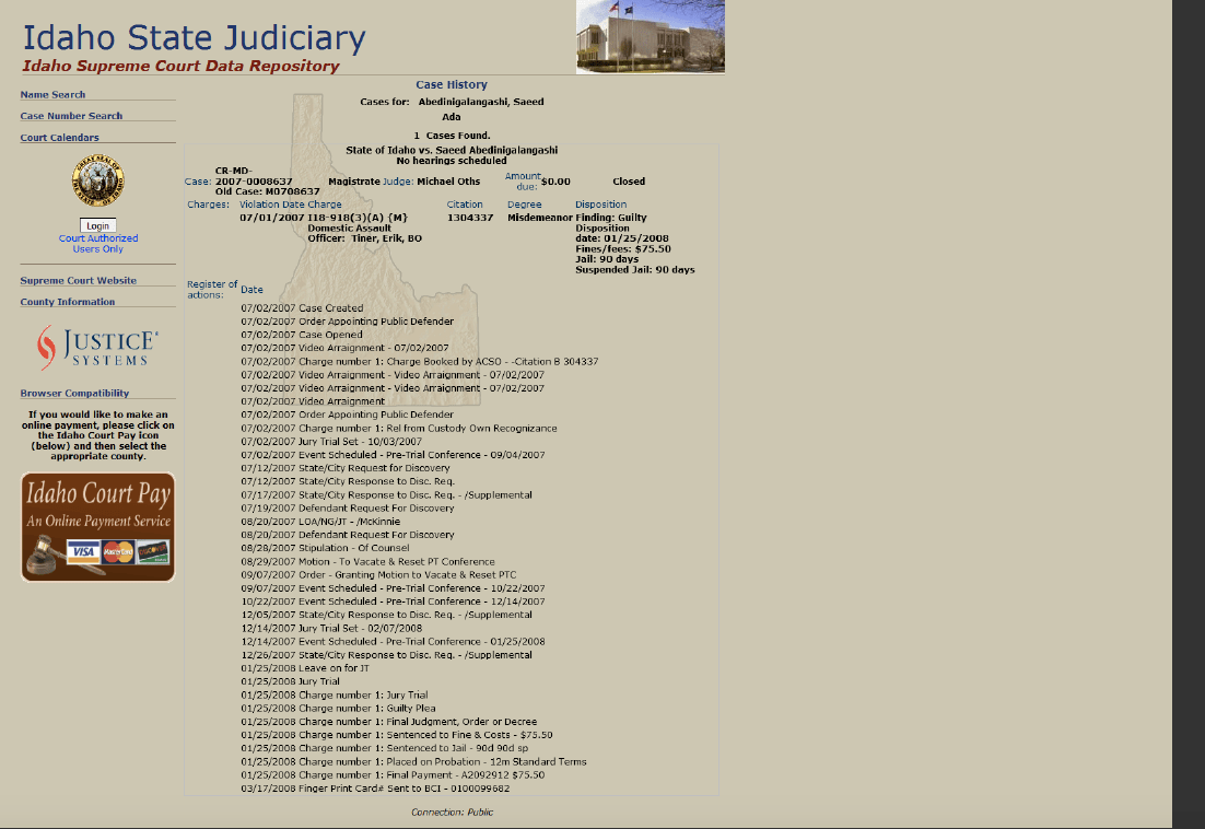 Abedini Court documentation